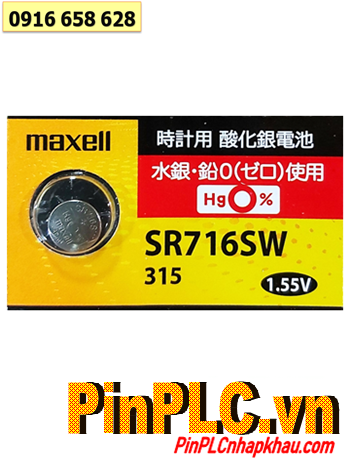 Maxell SR716SW _Pin 315; Pin đồng hồ 1.55v Silver Oxide Maxell SR716SW _Pin 315 chính hãng 